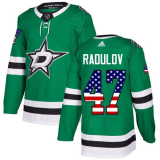 Men's Alexander Radulov Dallas Stars Adidas USA Flag Fashion Jersey - Authentic Green