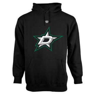 Men's Dallas Stars Old Time Hockey Big Logo with Crest Pullover Hoodie - - Black