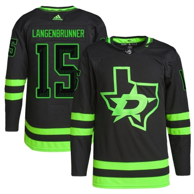 Men's Jamie Langenbrunner Dallas Stars Adidas Alternate Primegreen Pro Jersey - Authentic Black