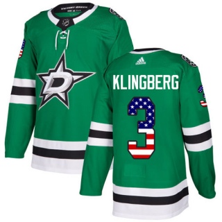 Men's John Klingberg Dallas Stars Adidas USA Flag Fashion Jersey - Authentic Green