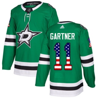 Men's Mike Gartner Dallas Stars Adidas USA Flag Fashion Jersey - Authentic Green