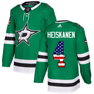 Men's Miro Heiskanen Dallas Stars Adidas USA Flag Fashion Jersey - Authentic Green