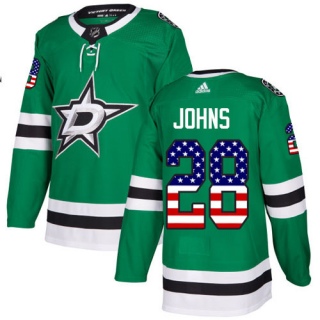 Men's Stephen Johns Dallas Stars Adidas USA Flag Fashion Jersey - Authentic Green