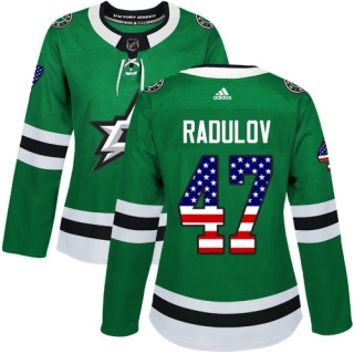 Women's Alexander Radulov Dallas Stars Adidas USA Flag Fashion Jersey - Authentic Green