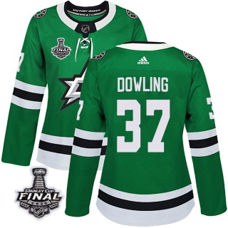 Women's Justin Dowling Dallas Stars Adidas Home 2020 Stanley Cup Final Bound Jersey - Authentic Green