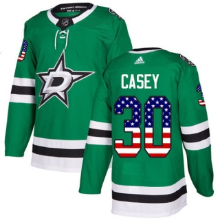 Youth Jon Casey Dallas Stars Adidas USA Flag Fashion Jersey - Authentic Green