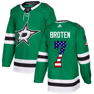 Youth Neal Broten Dallas Stars Adidas USA Flag Fashion Jersey - Authentic Green