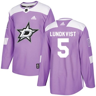 Youth Nils Lundkvist Dallas Stars Adidas Fights Cancer Practice Jersey - Authentic Purple